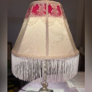 Say hello to, Wedding Cake! Vintage Style Pink and Cream Lamp Shade with Fringe